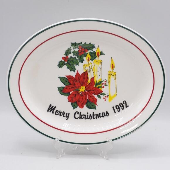 Corning Pyroceram Merry Christmas 1992 Oval Platter - Picture 1 of 6